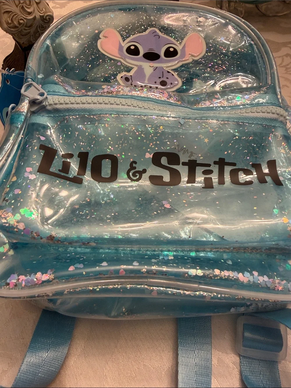 NWT Lilo & Stitch Glitter confetti Blue Mini Backpack